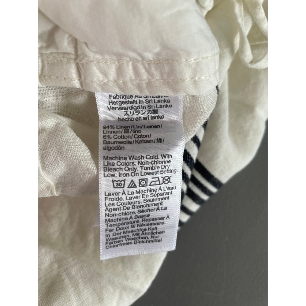 NWT Madewell Pants Pull On Linen Blend Small Bold Placement Stripe Cream Black - Picture 10 of 13